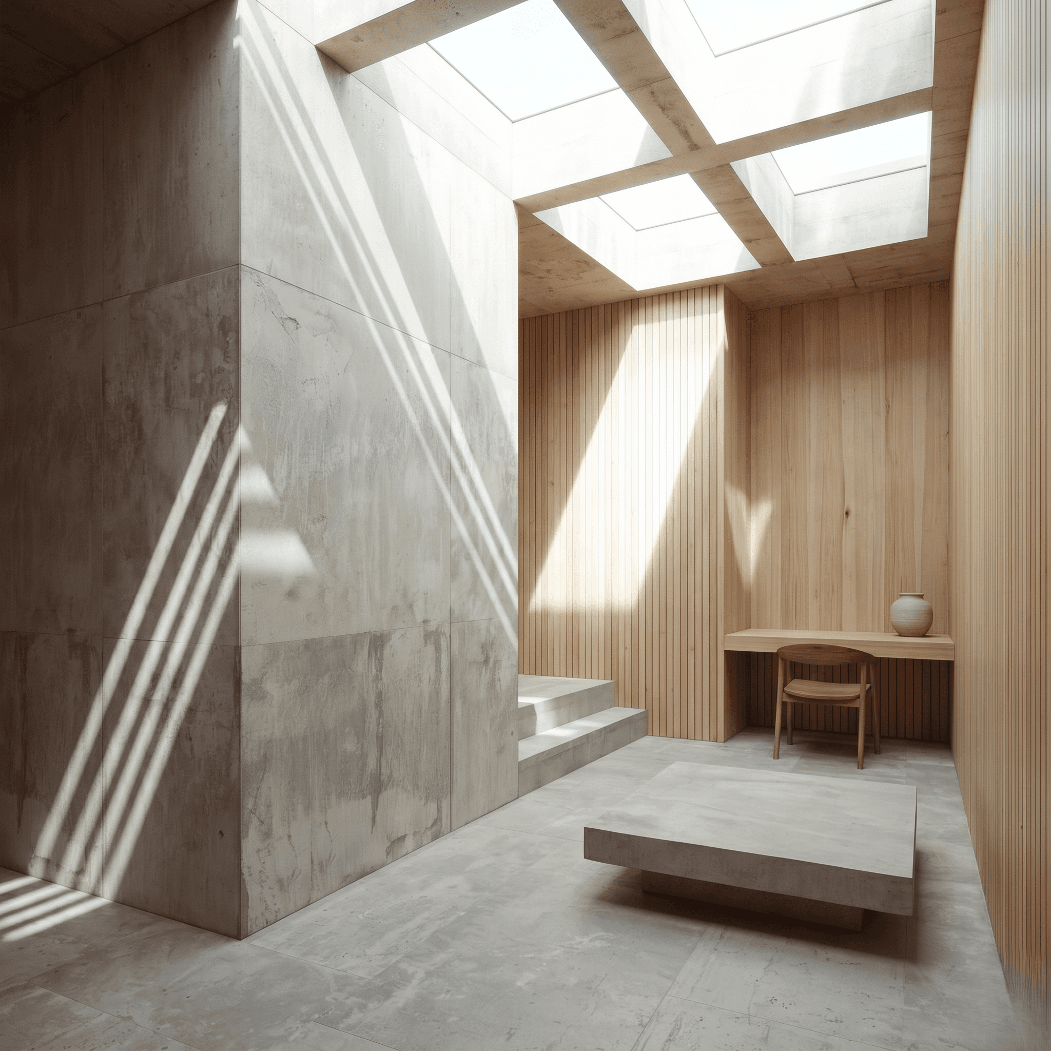 an origami style interior corridor of a modern house