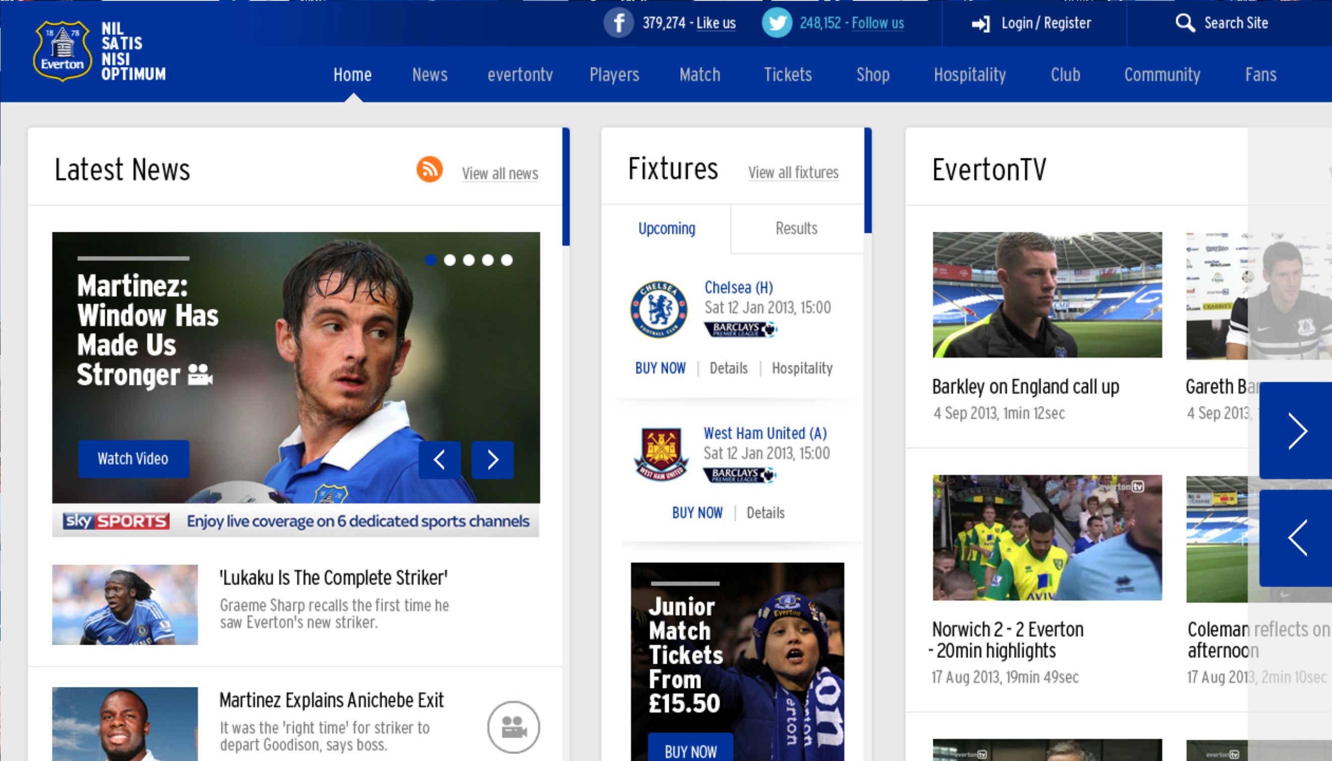 Eveton FC homepage design