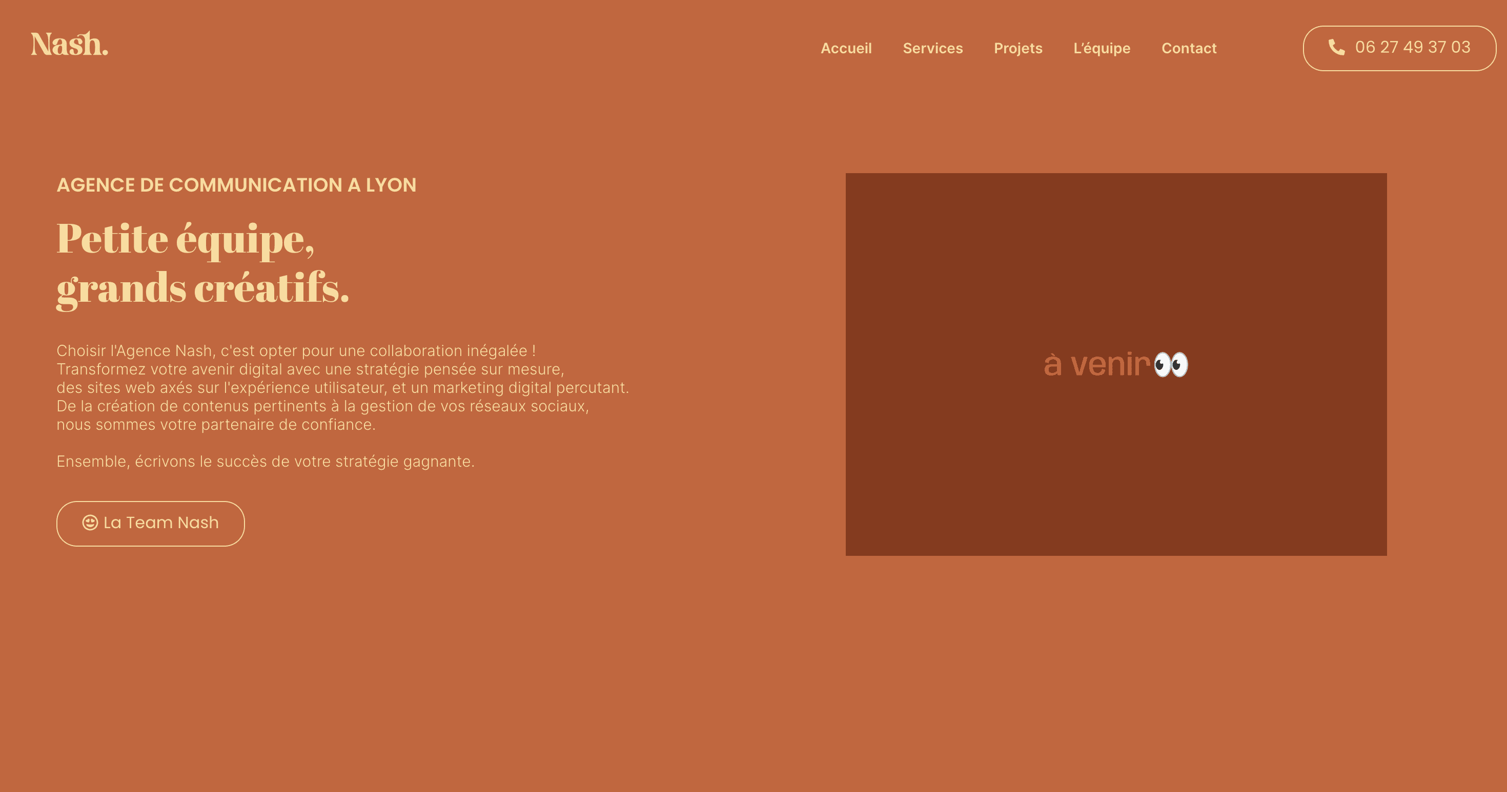 Prévisualisation du site web de l'agence Nash.