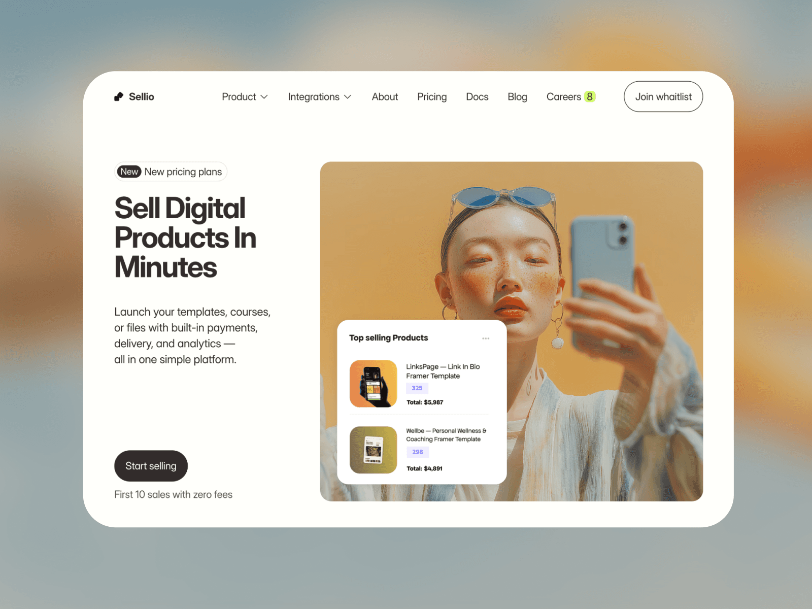 Sellio is built for selling digital products Framer template