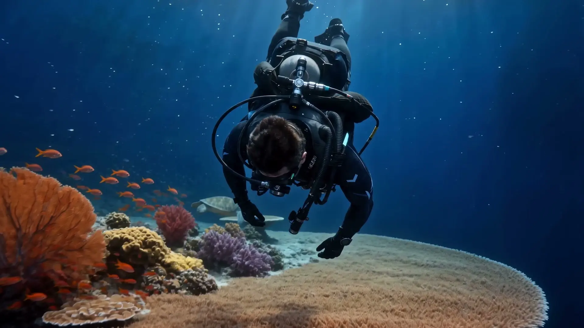 Diver over an offshore reef