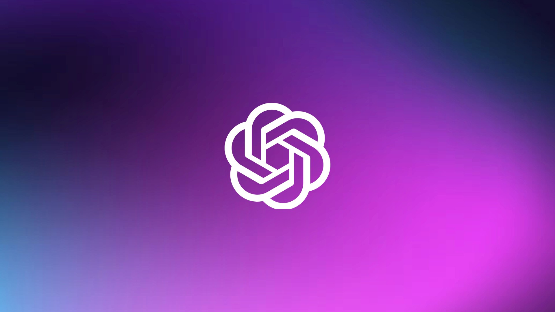 Open AI logo on gradient purple dark background