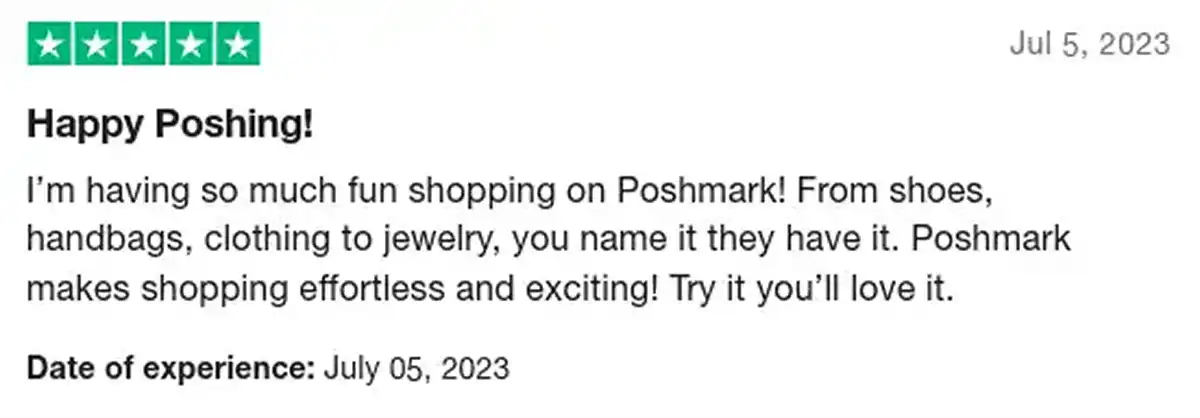 Poshmark Trustpilot Positive Review 1