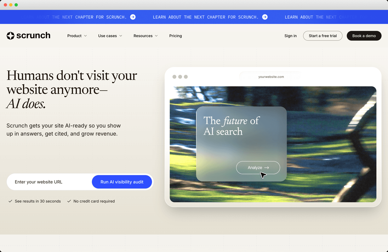 Scrunch reporting dashboard with persona and competitor filters