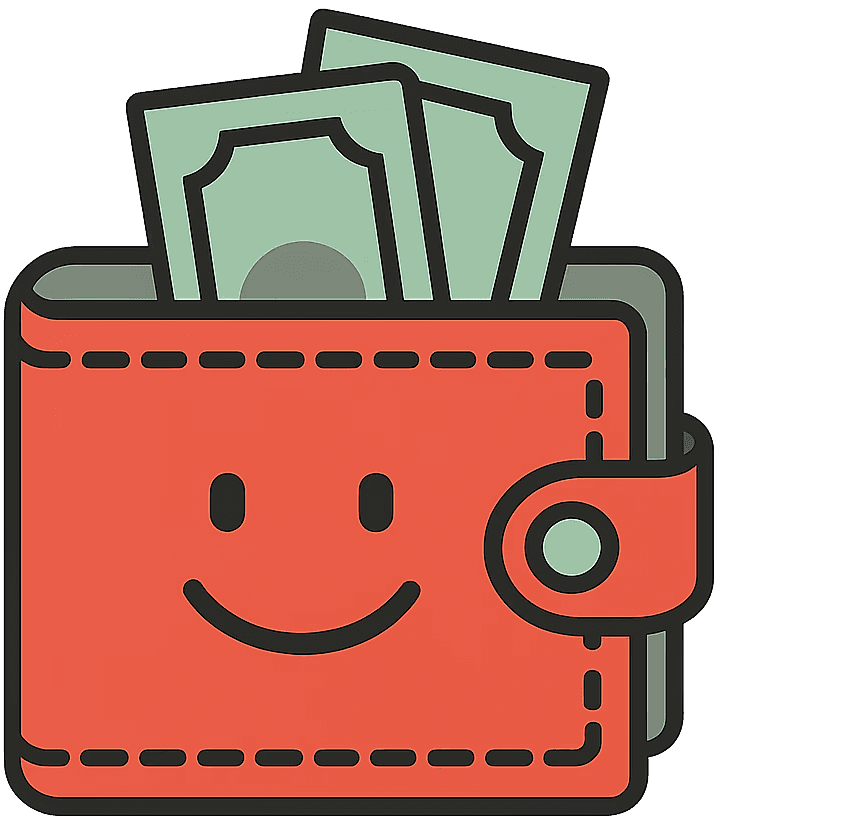 Wallet with money coming out of it