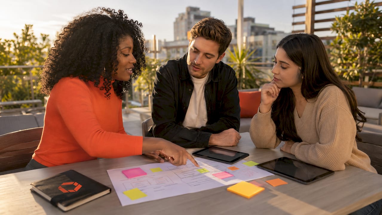 Diverse team discussing app testing strategy