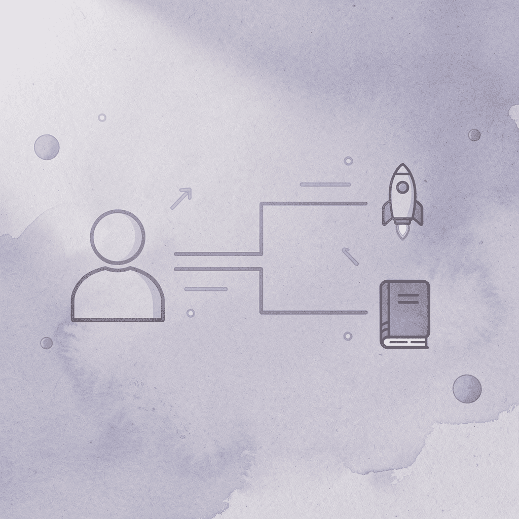 Business icon splitting into two paths representing the operational to administrative shift - Startup Shutdown