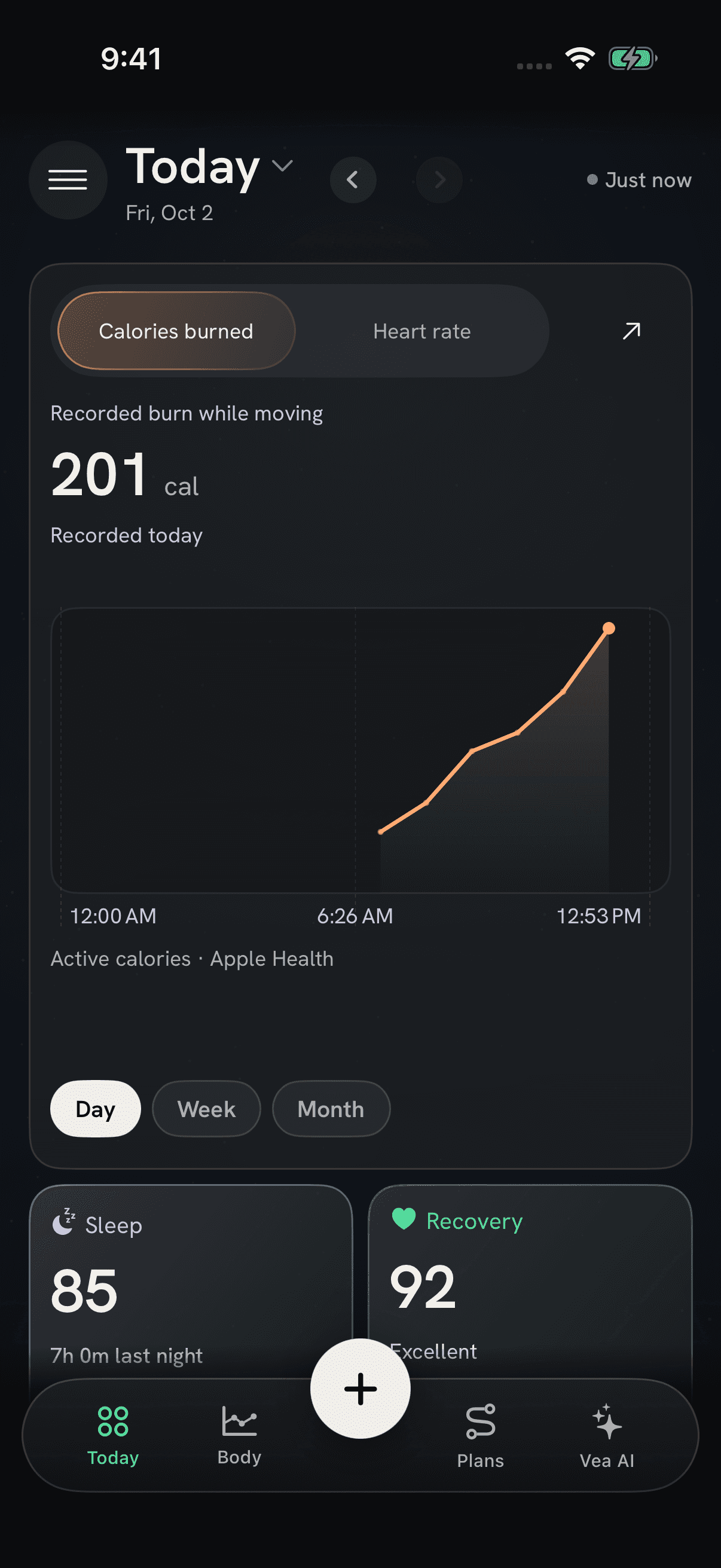 Vea app preview with example information