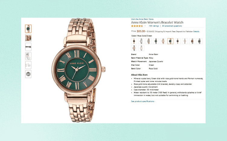 A screenshot of a watch as a product listing