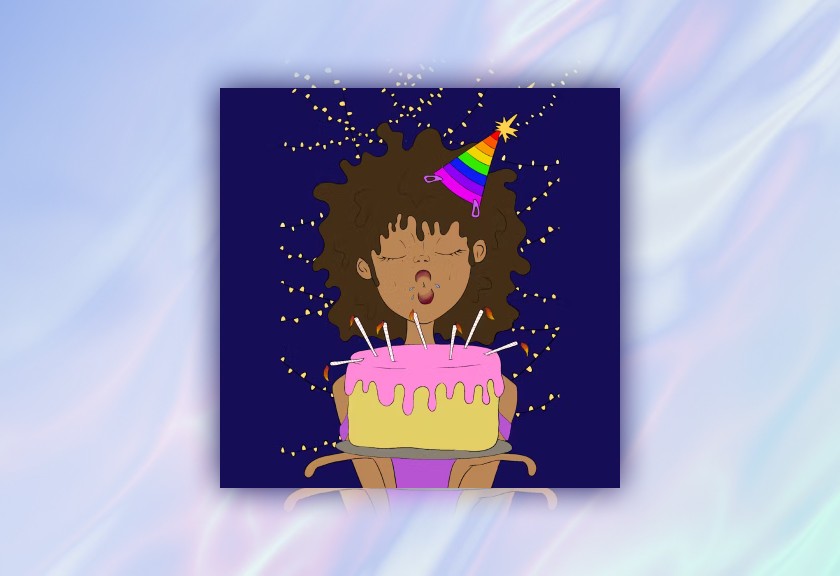 Dreamy baby shower invitation template with a cosmic blue background and illustrated baby carriage glowing under stars.