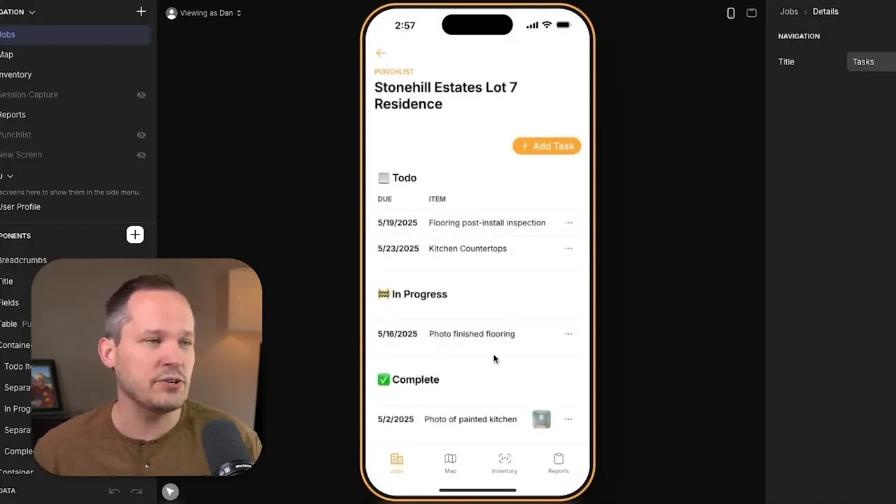 Mobile view of custom photo app replacing CompanyCam