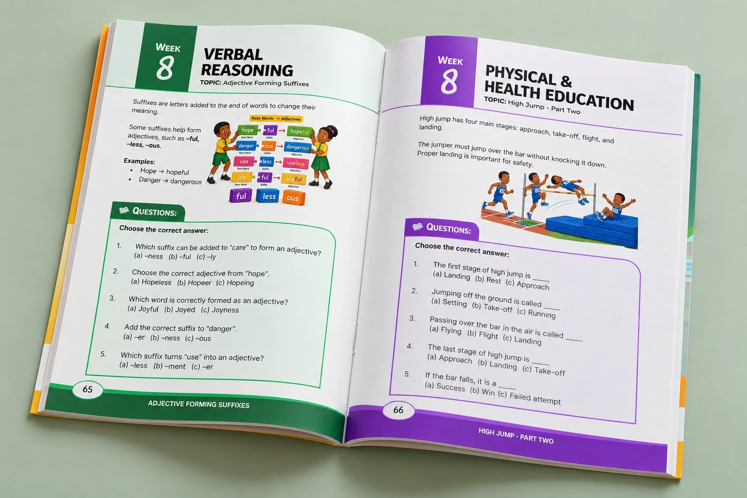 Primary Three · Second Term, verbal reasoning and physical education