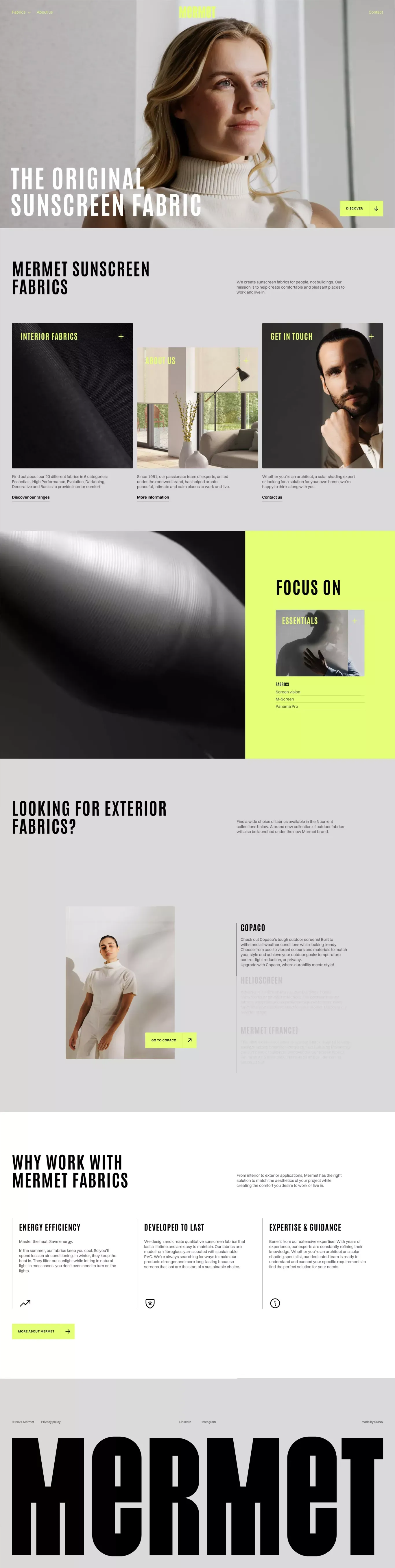 Mermet ecommerce page screenshot showcasing Furniture & Interiors design