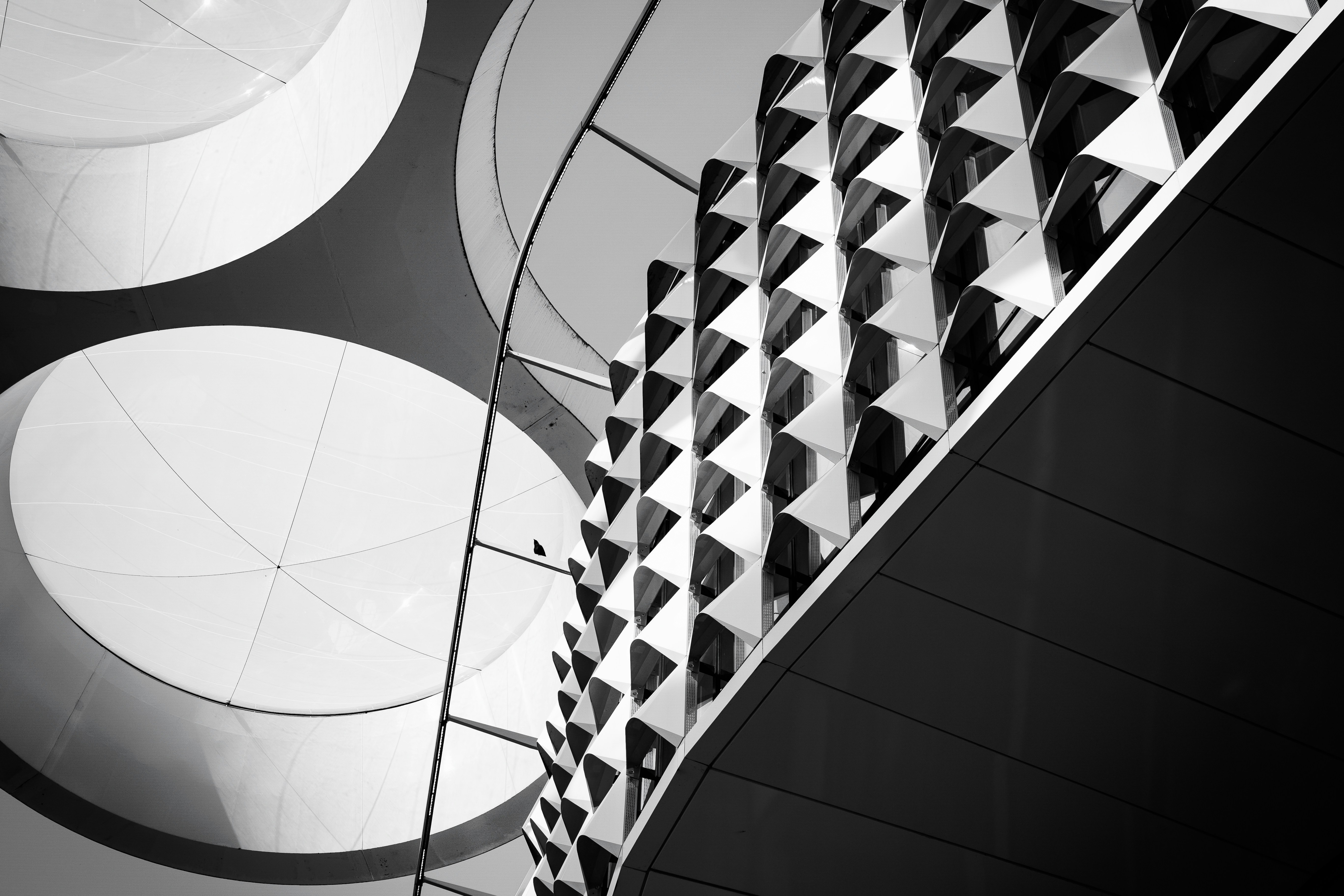 Modern building facade with geometric patterns