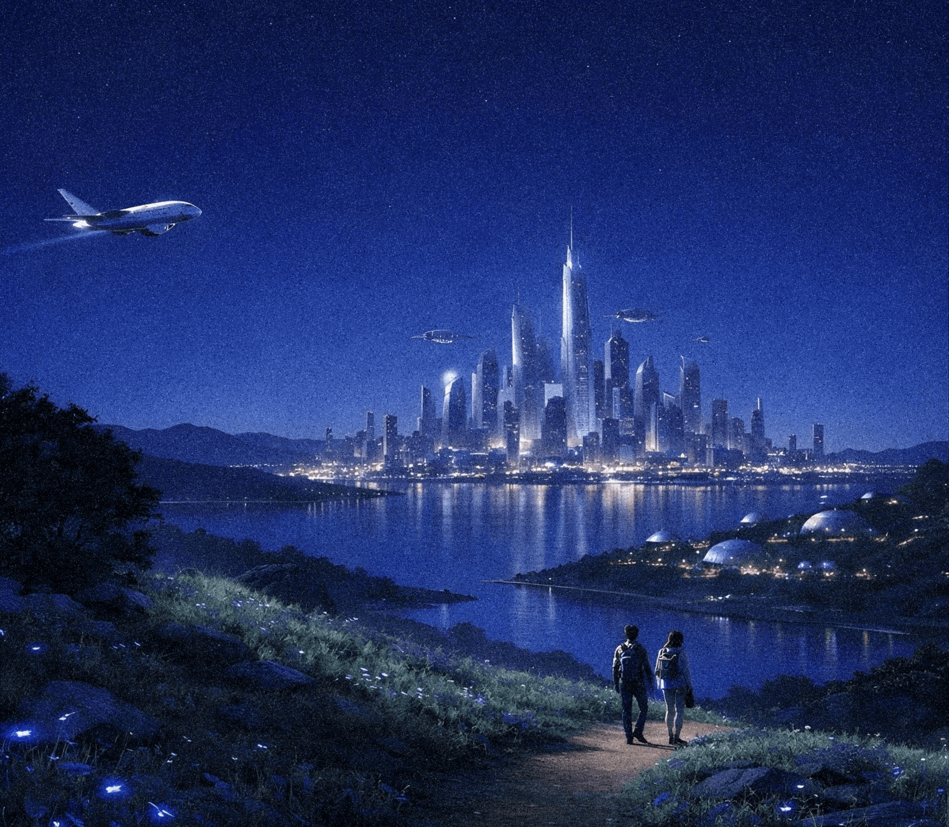 Lake with mountains and pine trees