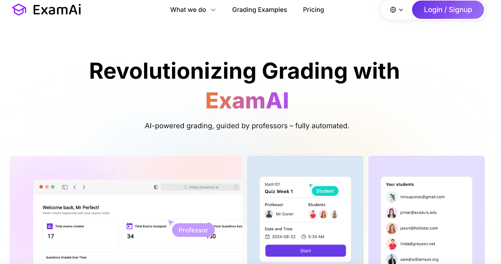 ExamAi website landing page