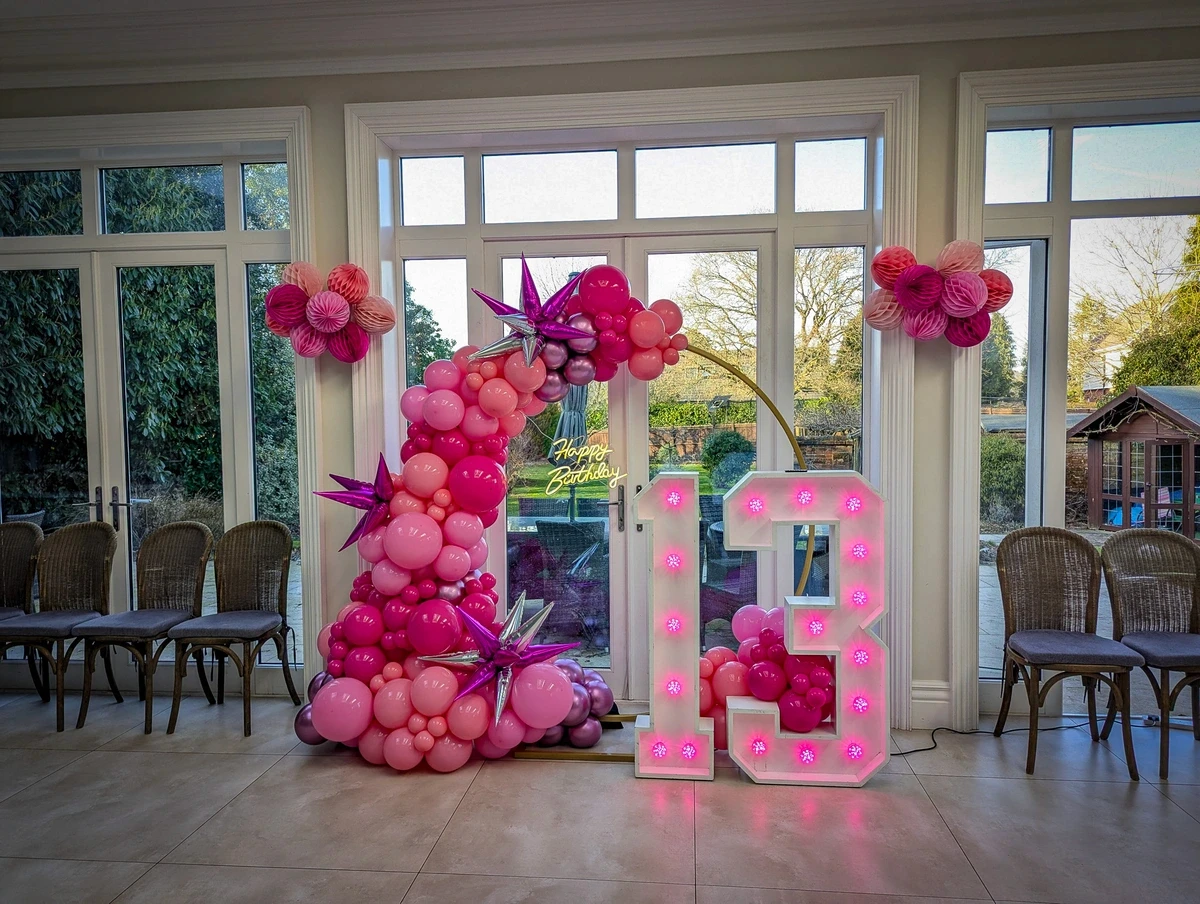 Bespoke balloon hoop decoration for a birthday event