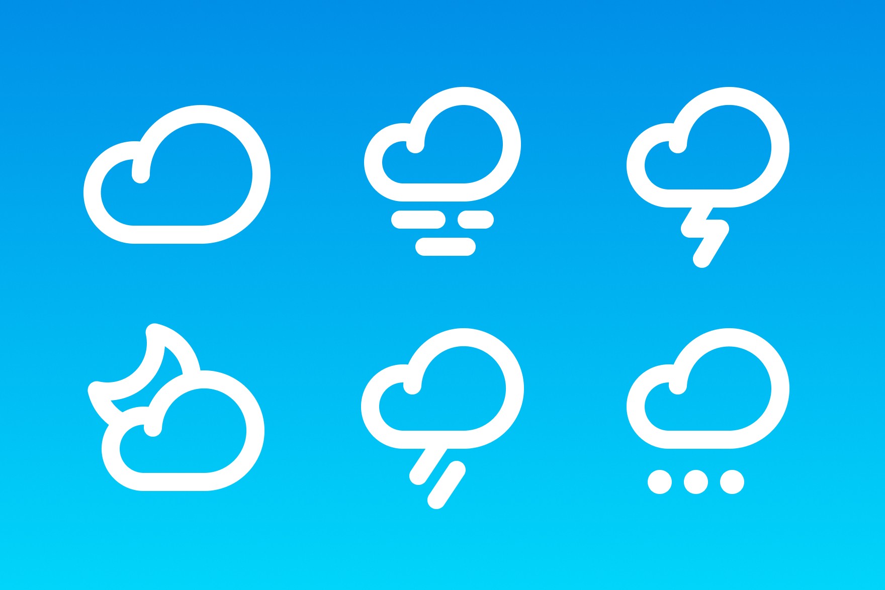 Close-up of WeatherWhims Icon Set showcasing charming monochrome weather icons in stroke style for sleek and modern designs.