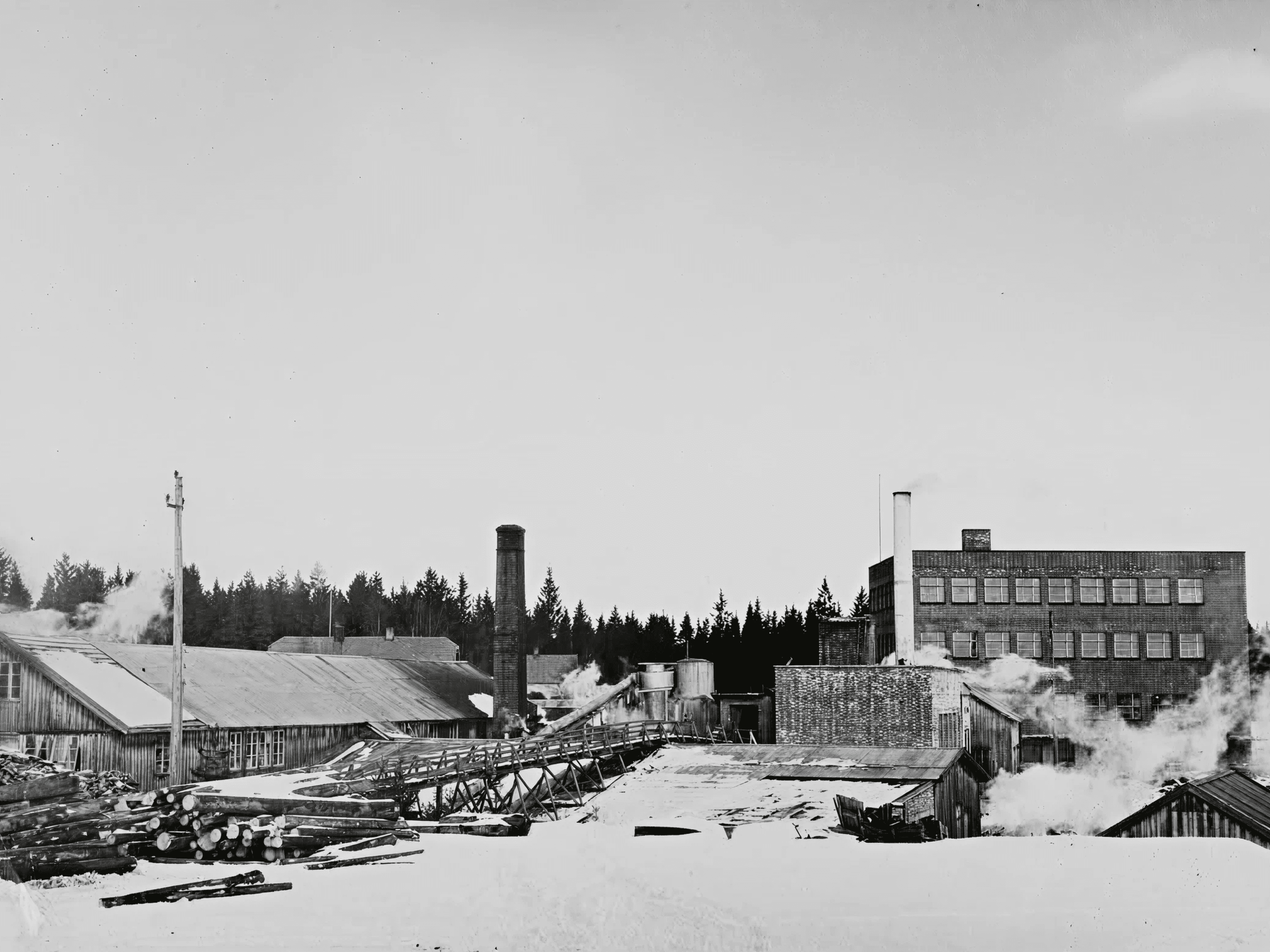 Fossum Bruk - Bilde av Fossum Bruk i sort hvit
