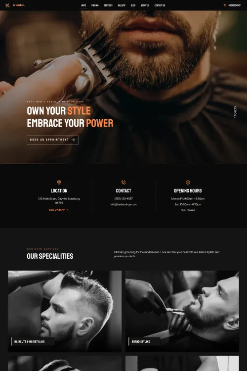 web design for a barber