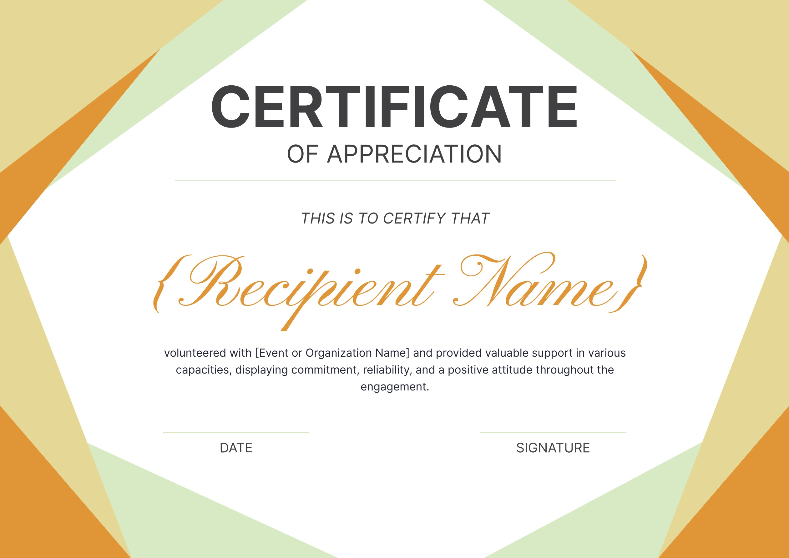 Wauld - Modern and glowing volunteer certificate template
