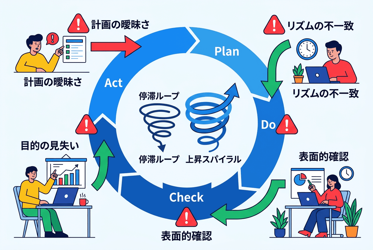 PDCAが失敗する5つの構造的な罠と、それらを克服して上昇スパイラルを実現する転換ポイント