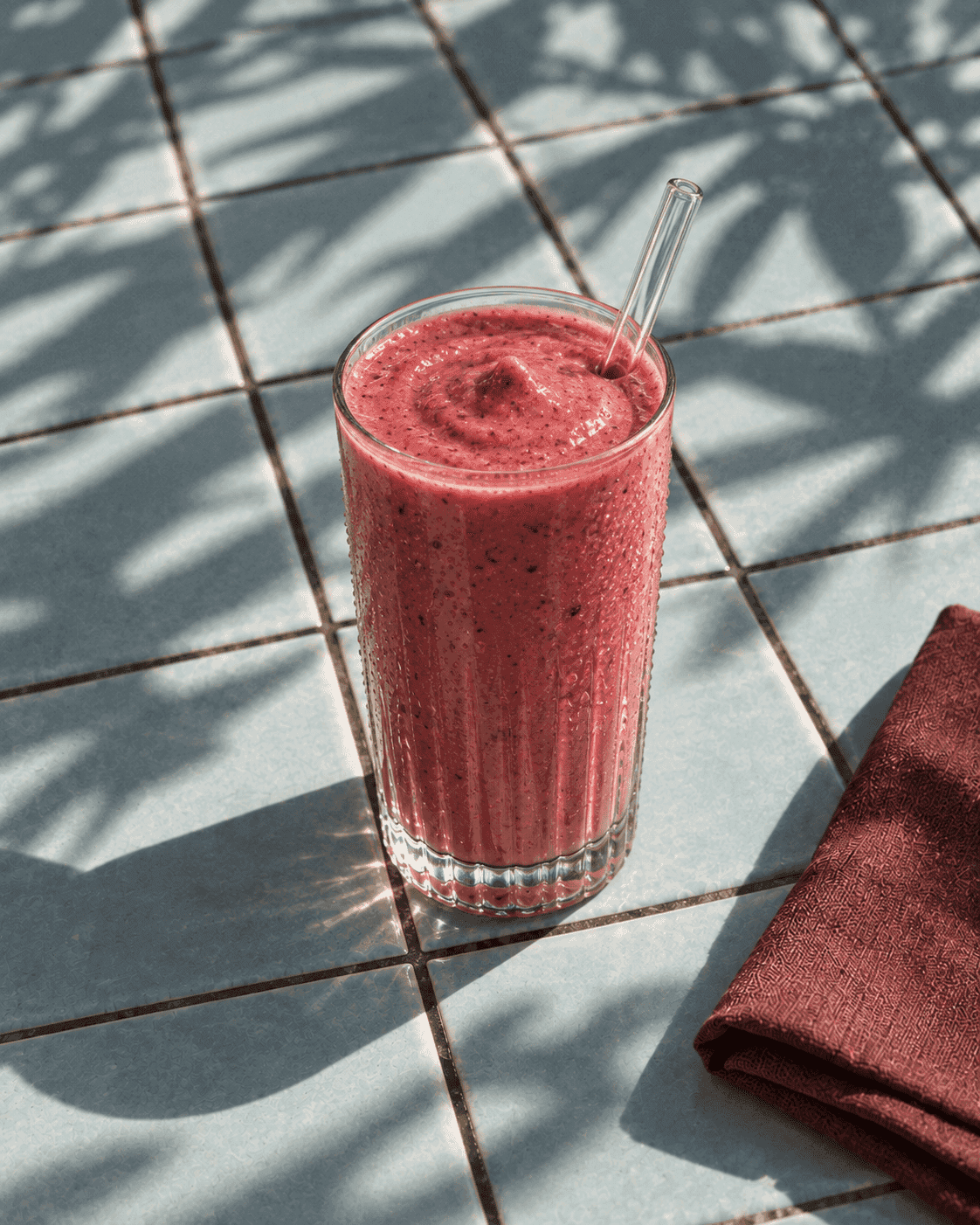 Cold strawberry and lime drink with ice
