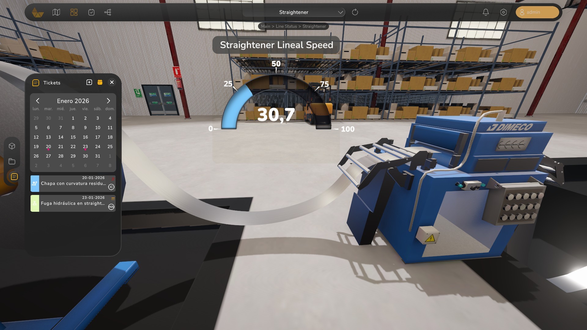 Train de laminage avec 3D détaillé pour la simulation et le calcul de la boucle