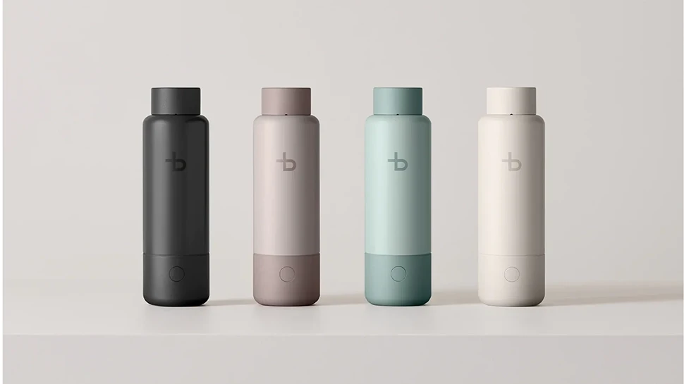 bottleplus reusable water bottles arranged in a row.