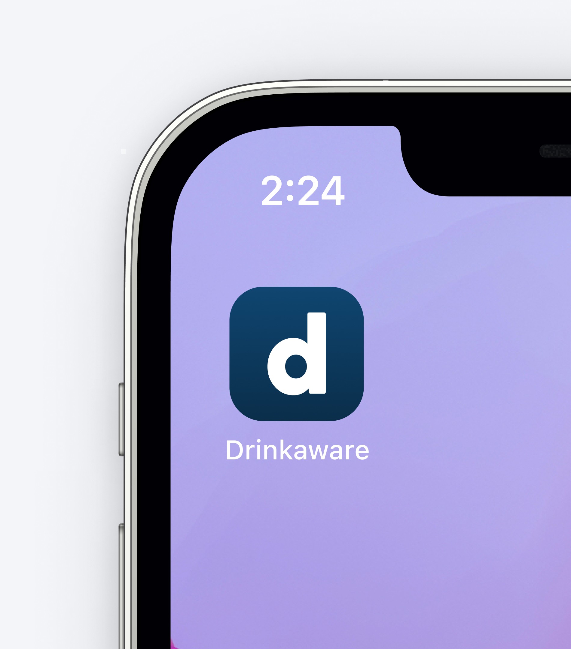 MyDrinkaware app icon design: a minimalist dark blue square with a white 'd', representing the digital health and wellness product.