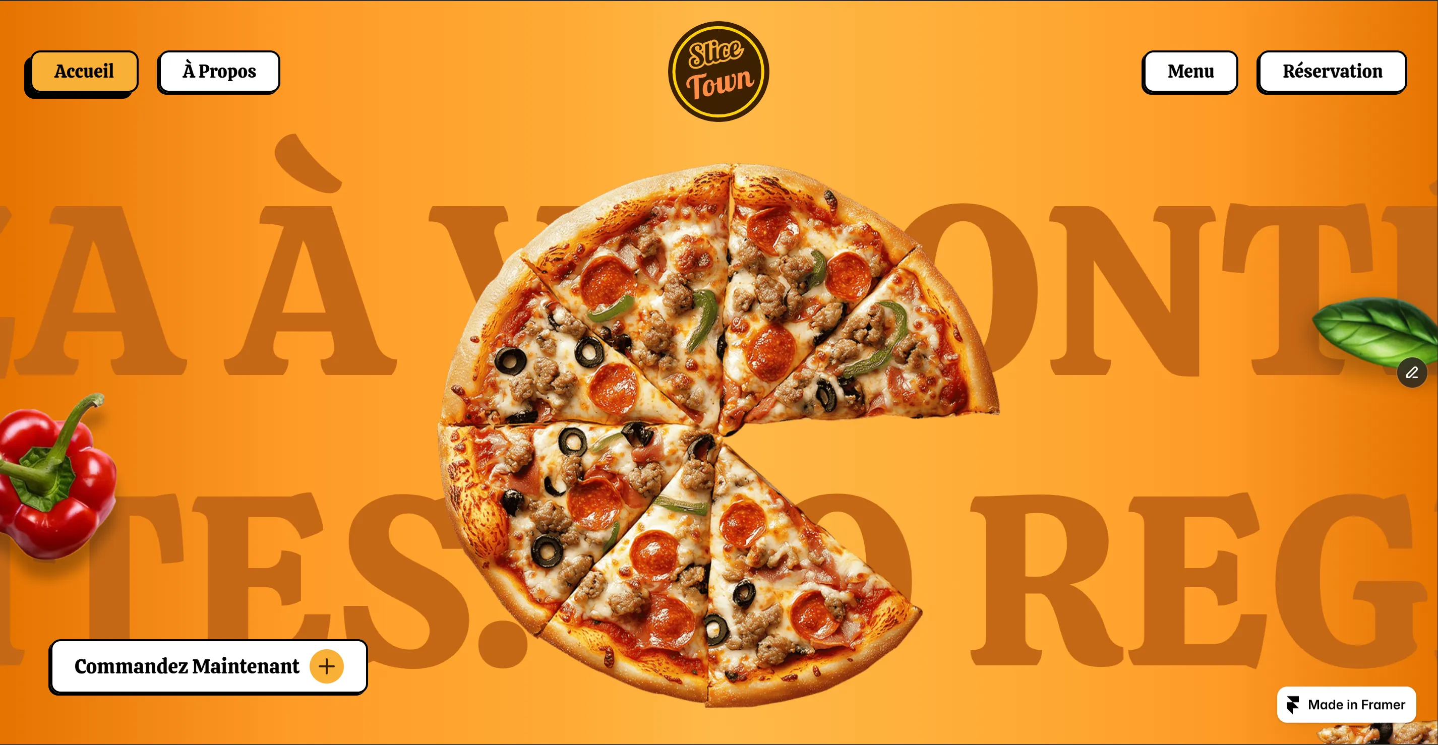 Site web de pizzeria avec commande en ligne et présentation du menu