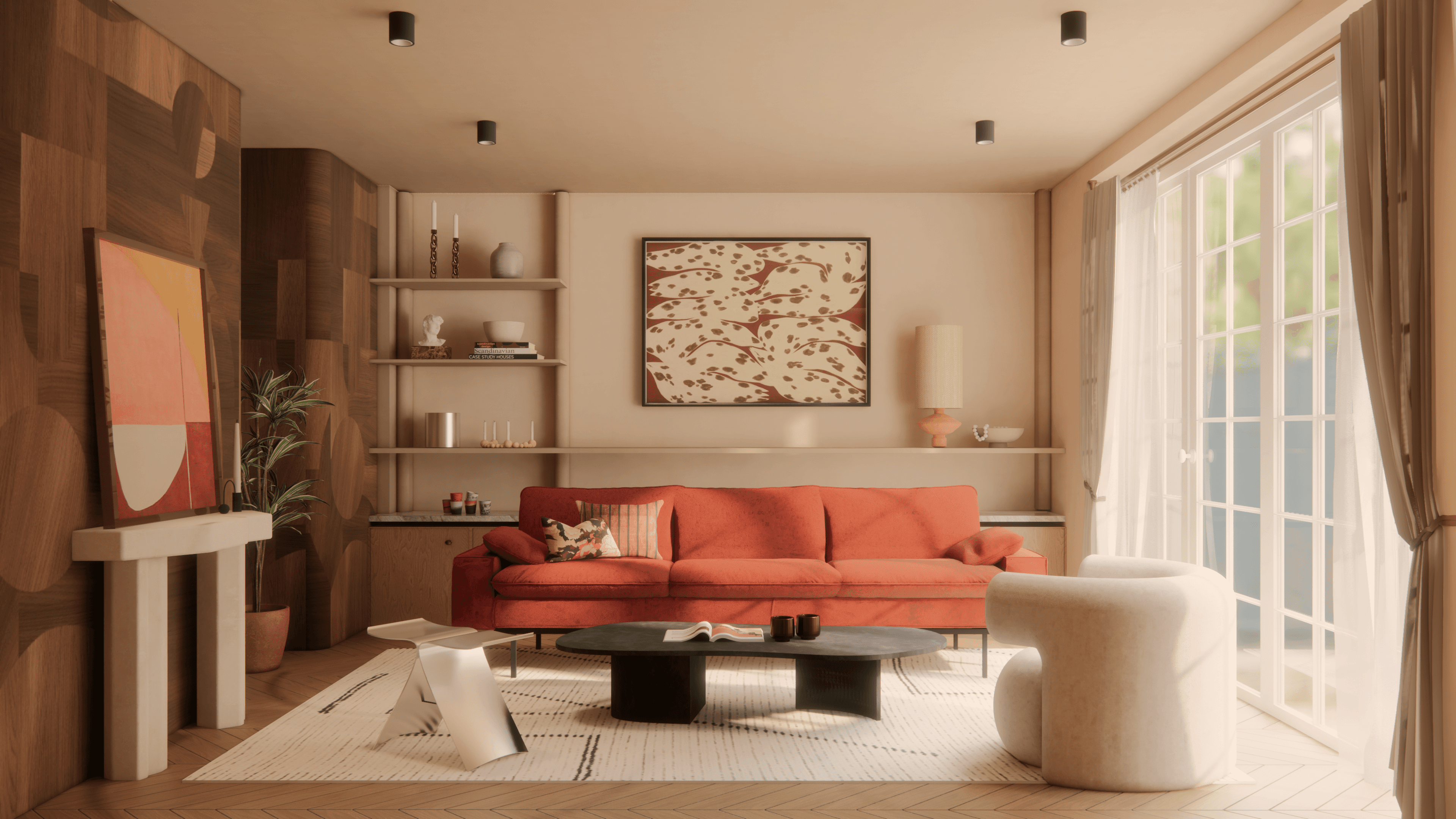 Warm and colorful living room