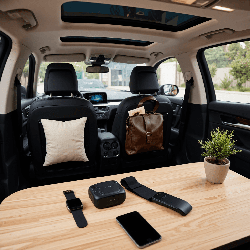 product photography of car seat back organizer