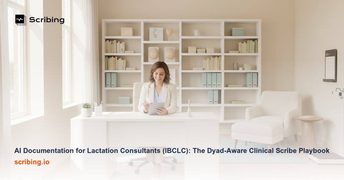 AI documentation tool for lactation consultants showing dual mother and infant patient charts in a clinical setting