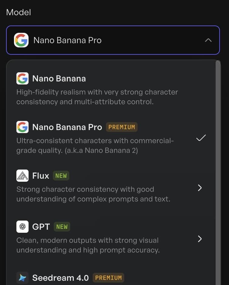 Creatify Asset Generator - AI models selector