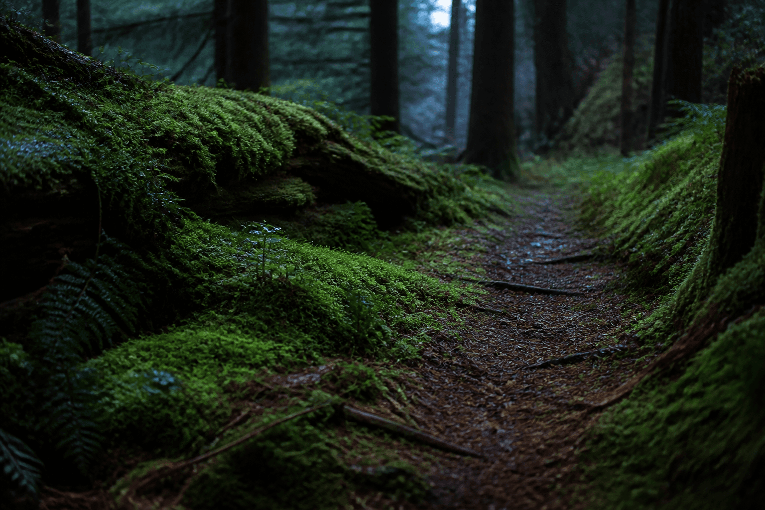 Atmospheric scene representing Forest / moss haunt scent