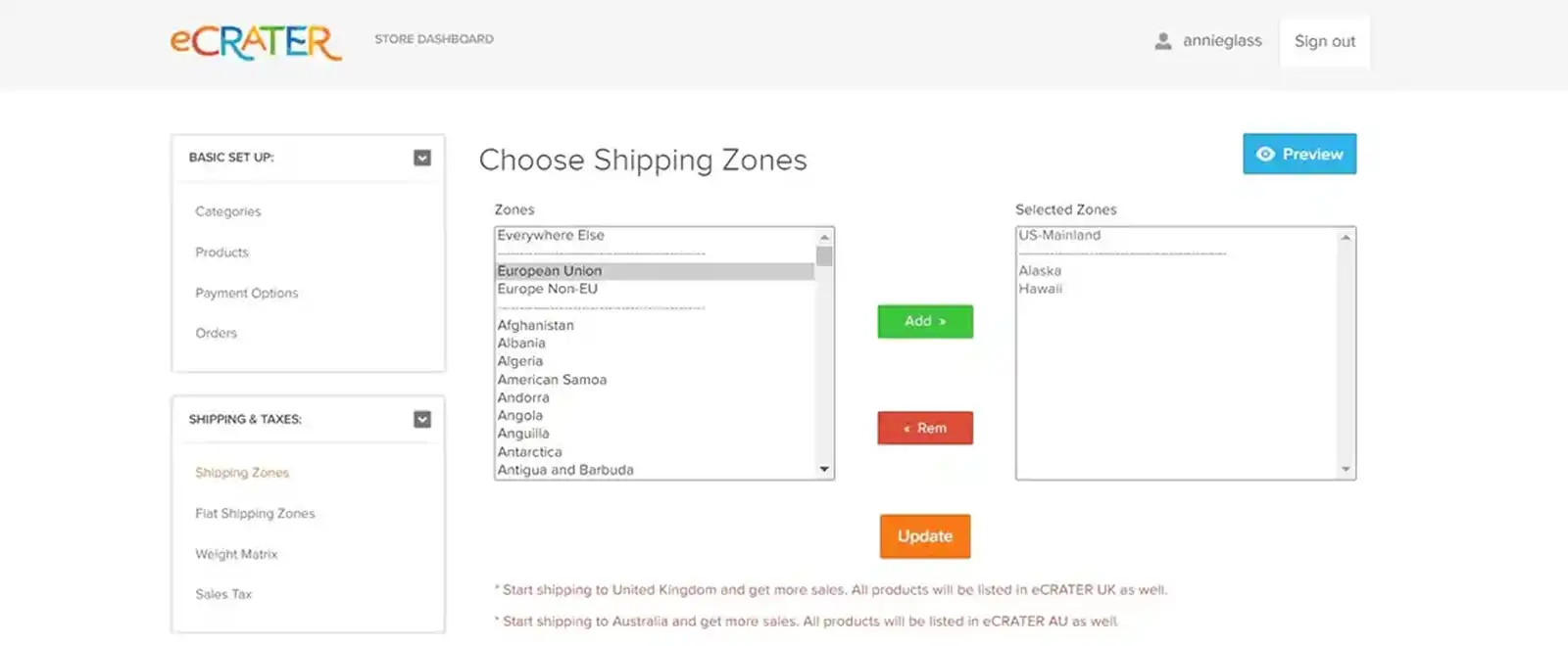 eCrater Shipping And Taxes