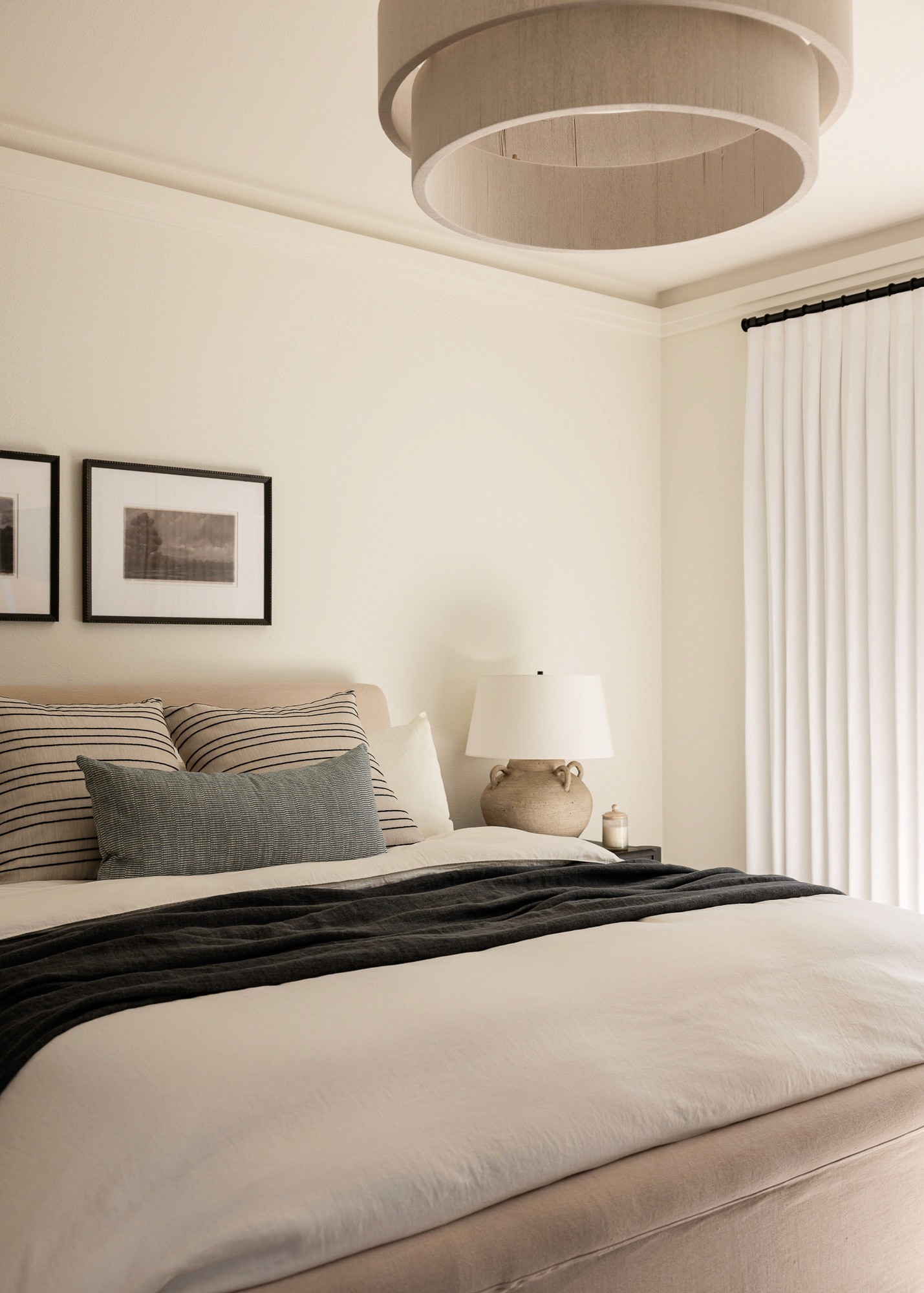 The primary bedroom in the Ravensdale House Project designed by Elegant Simplicity in Seattle Washington