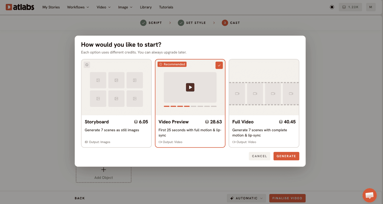 Finalise Video output options in the Atlabs Stick Style workflow