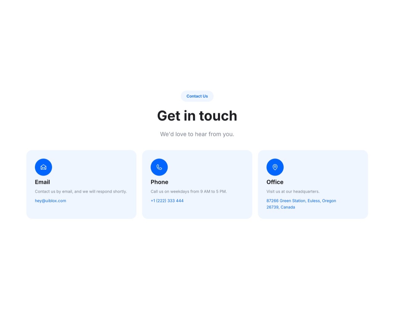 Framer Contact Section - Frameblox UI