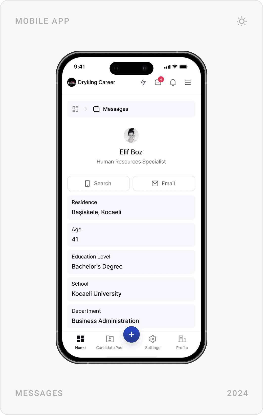 Professional Contact Profile Drawer Mobile Design