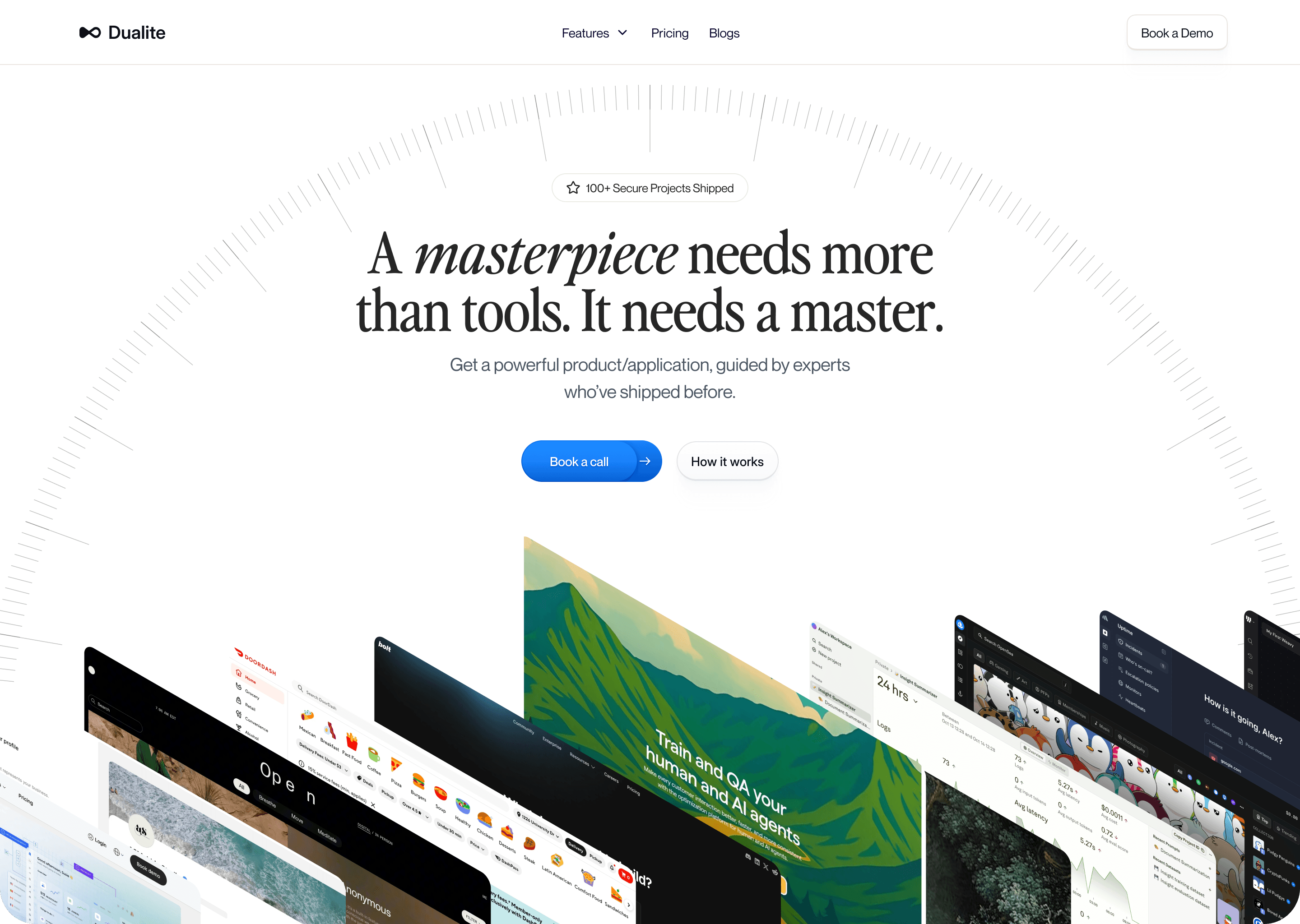 This image displays a blue-themed webpage for a global mobility solution service, featuring sections on MICE & corporate events, group bookings, flights & hotels, complete travel management, and GST compliance, with a ‘Get in Touch’ button in the top right corner.