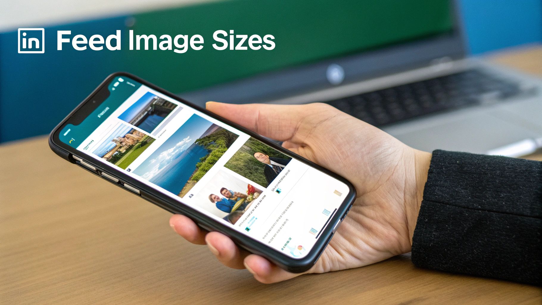 A visually engaging LinkedIn feed post showing a square image with text overlay