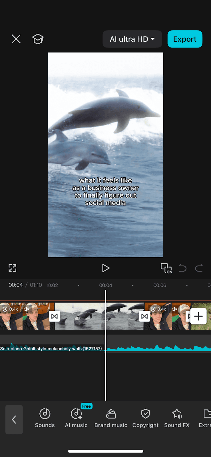 video timeline in capcut editing tool