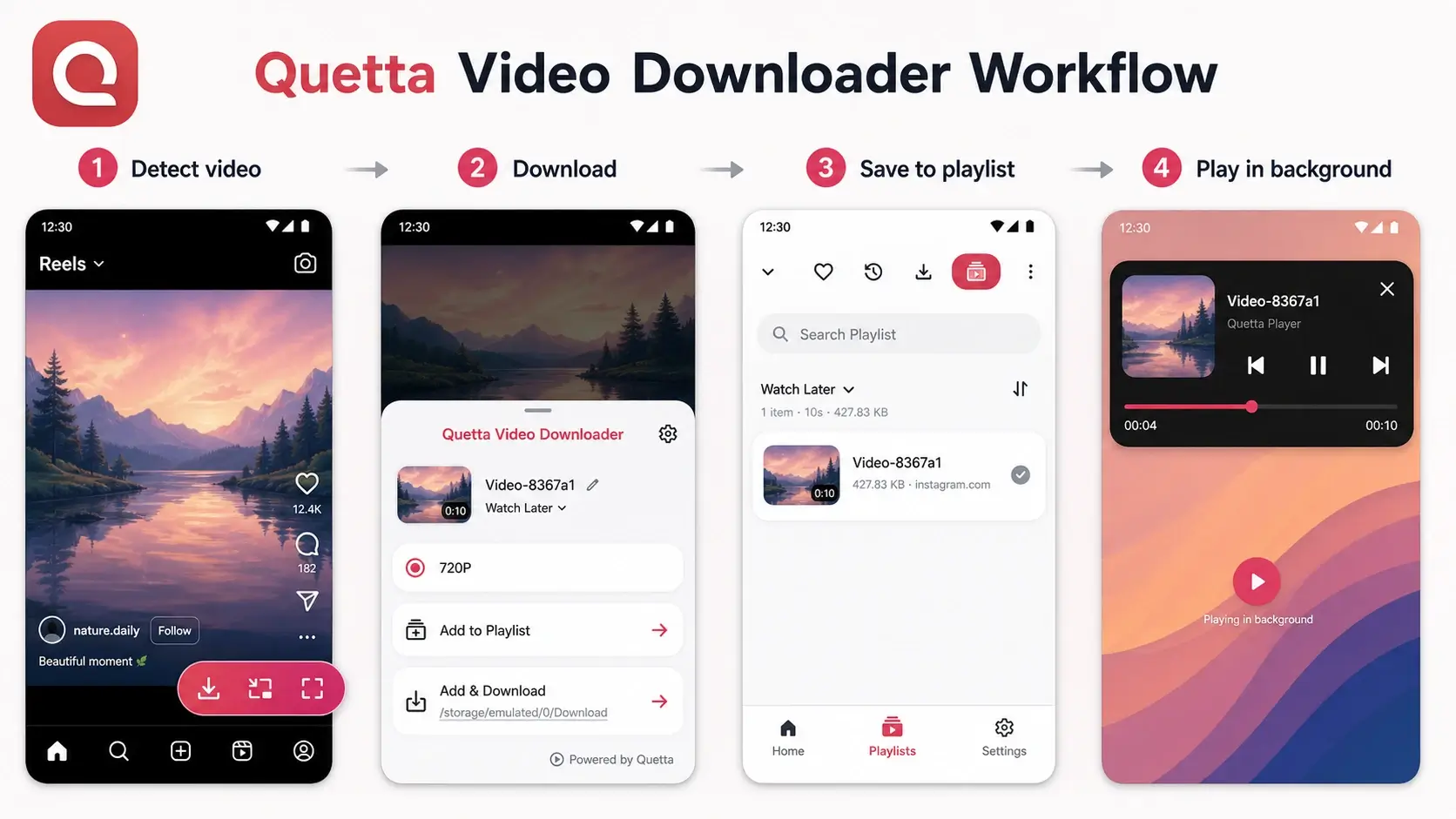 Quetta Video Downloader backgroud play and video player