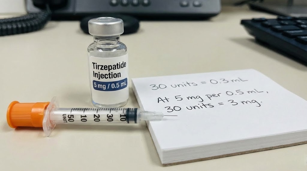 How many mg is 30 units of tirzepatide