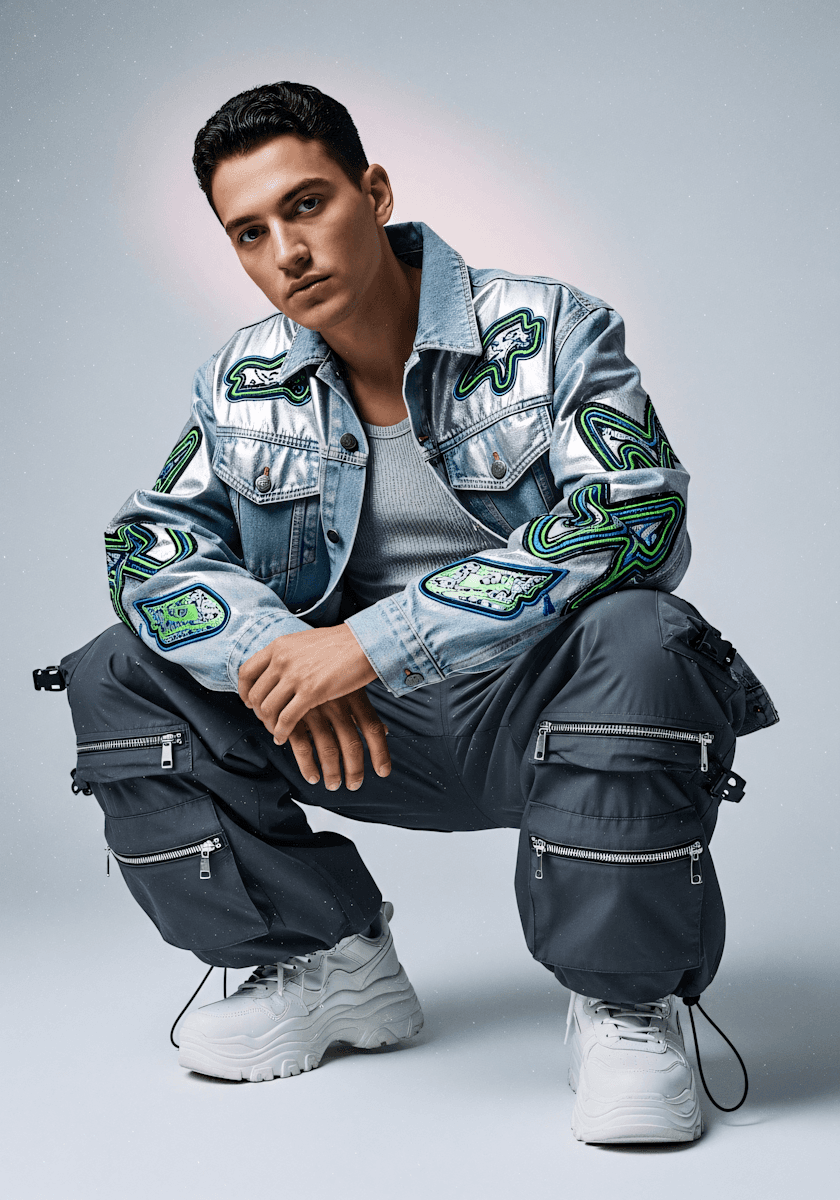 Stylish model posing with wearing shoes