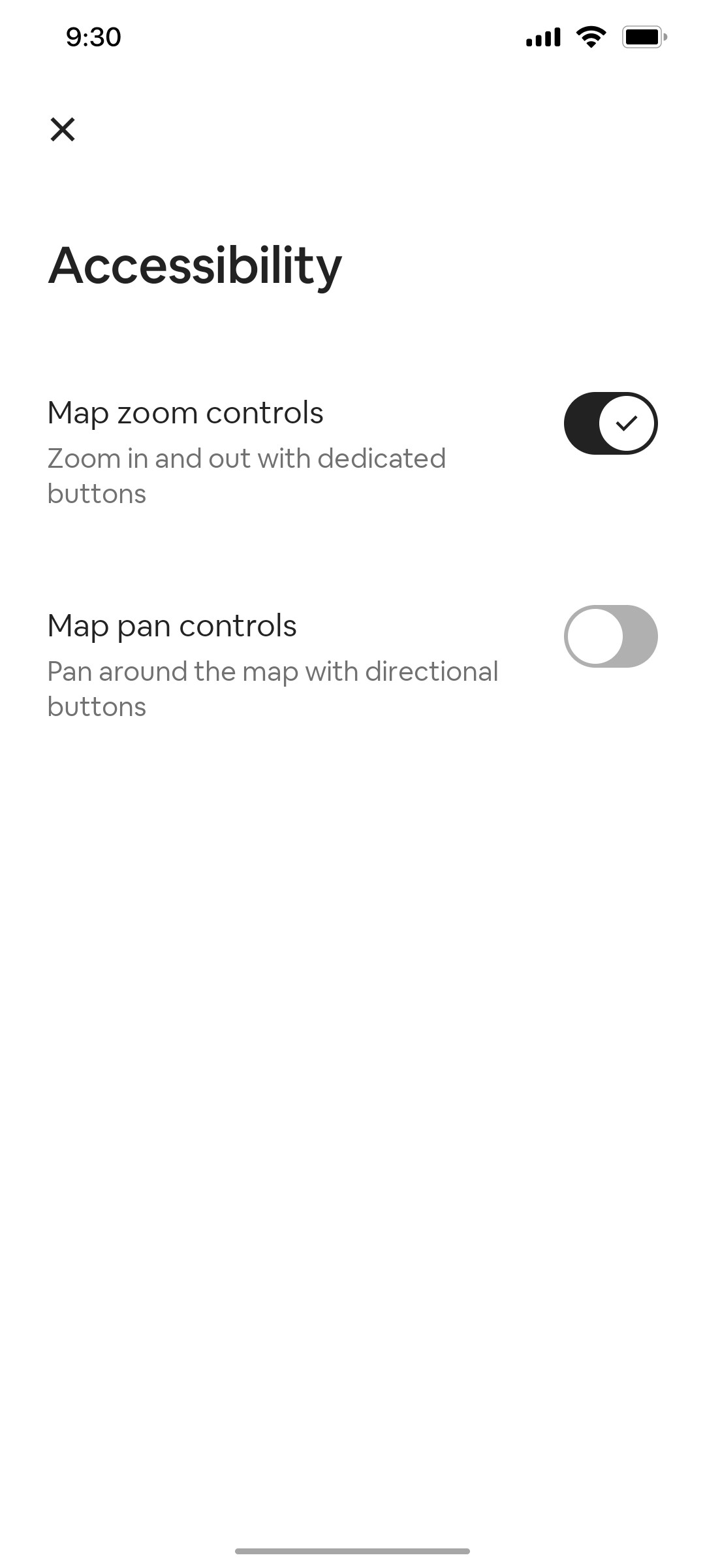 Airbnb Accessibility toggle on screen