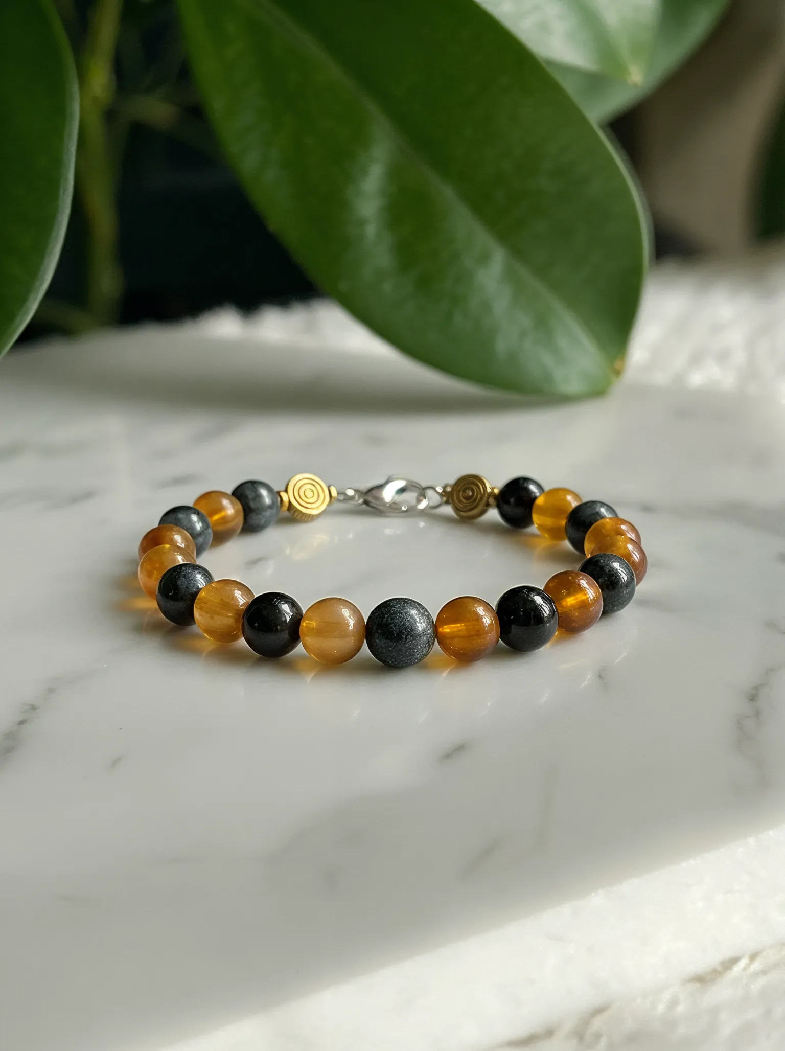 Bracelet placed on a fabric setting.