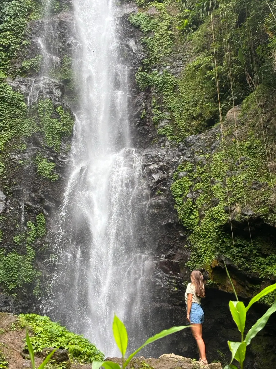 een prachtige vrouw voor een grote waterval
